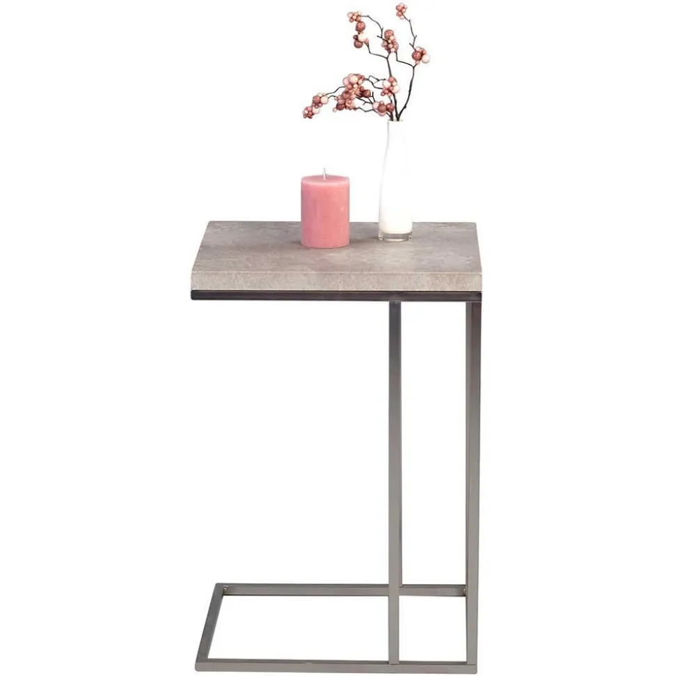 Edler Beistelltisch mit Platte Beton Look Perfecto & Gestell Edelstahl Optik