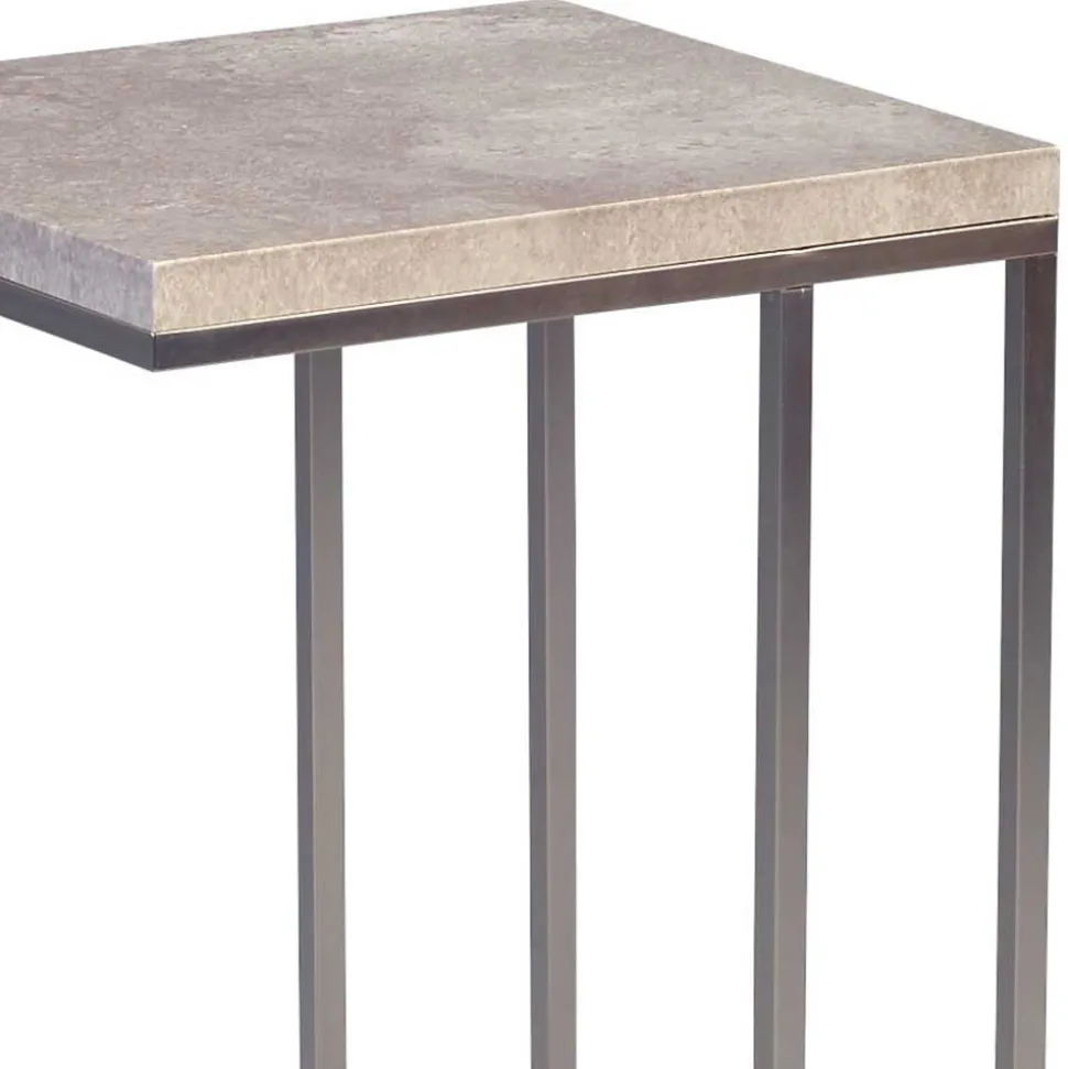 Edler Beistelltisch mit Platte Beton Look Perfecto & Gestell Edelstahl Optik
