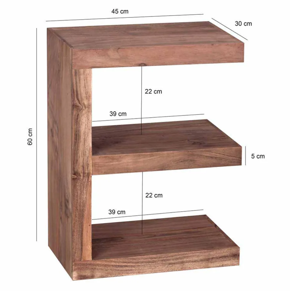 E-Form Beistelltisch Vislan aus Holz massiv Akazie