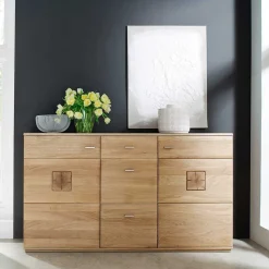 Eiche Bianco Sideboard teilmassiv Pontros 2-türig