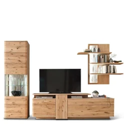 Eiche Bianco Wohnwand Set 320cm - Crokas (dreiteilig)