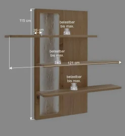 Eiche Bianco Wohnwand Set 320cm - Crokas (dreiteilig)