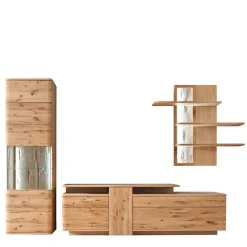 Eiche Bianco Wohnwand Set 320cm - Crokas (dreiteilig)