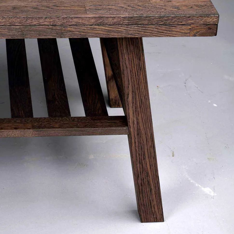 Eiche Couchtisch dunkel lackiert und gebürstet - Vedraza