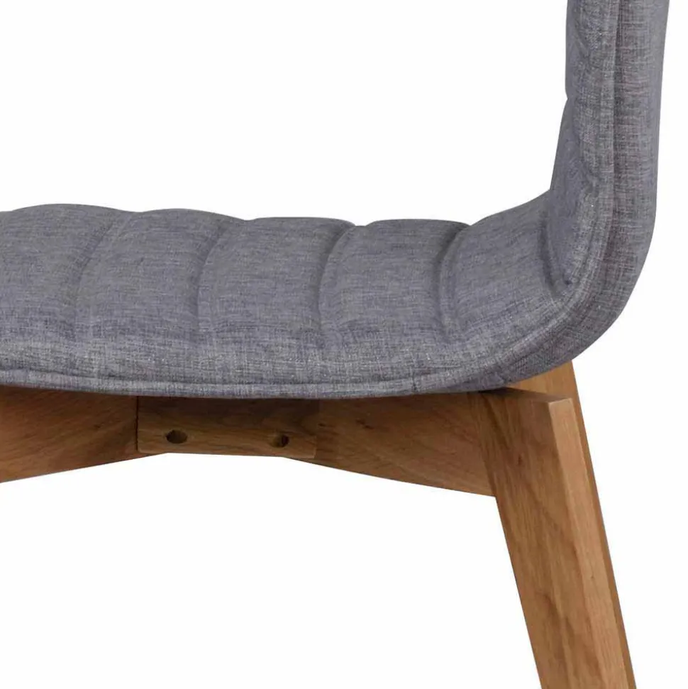 Eiche Esstisch & Stühle Grau - Number (siebenteilig)