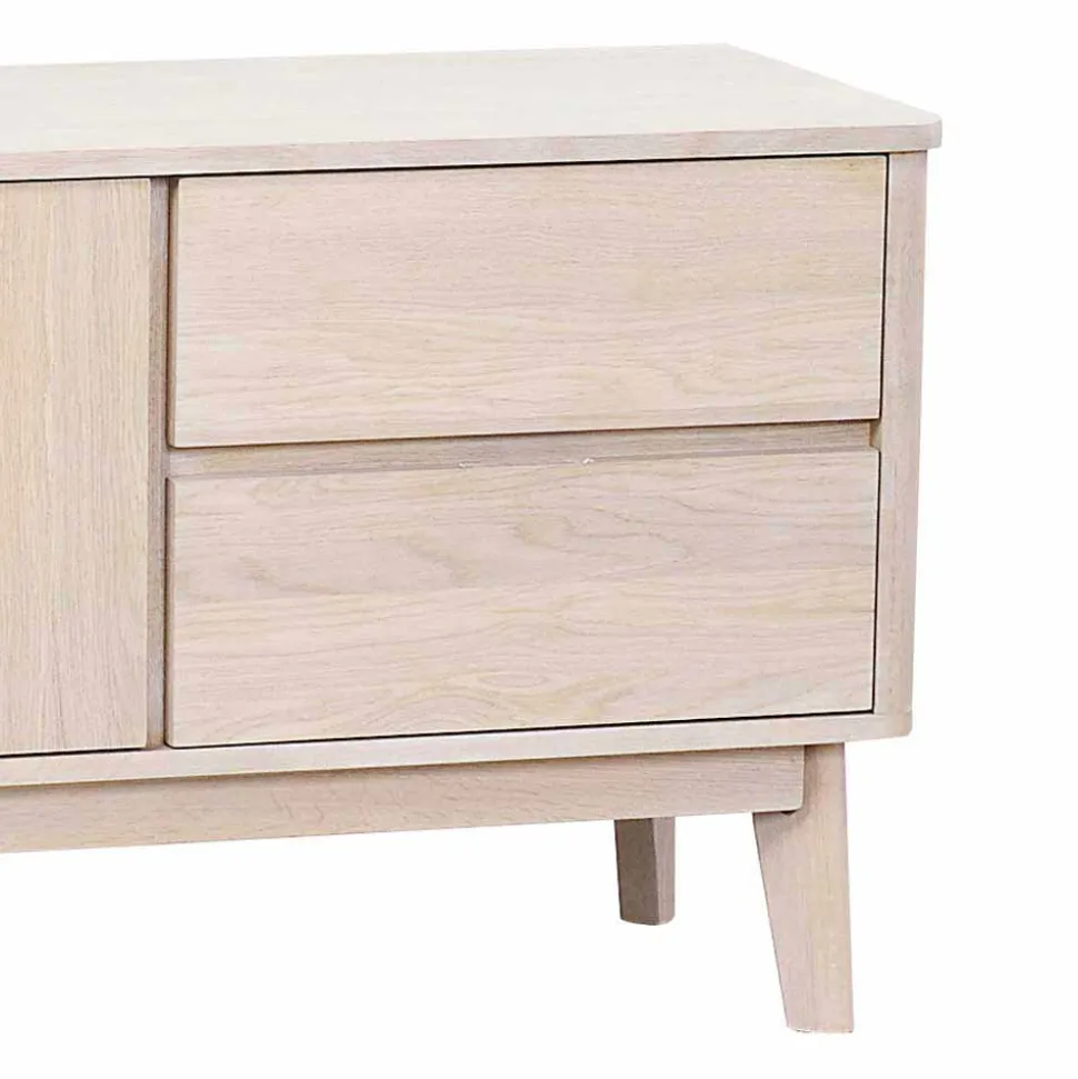 Eiche Massivholz TV Schrank in White Wash - Navassa