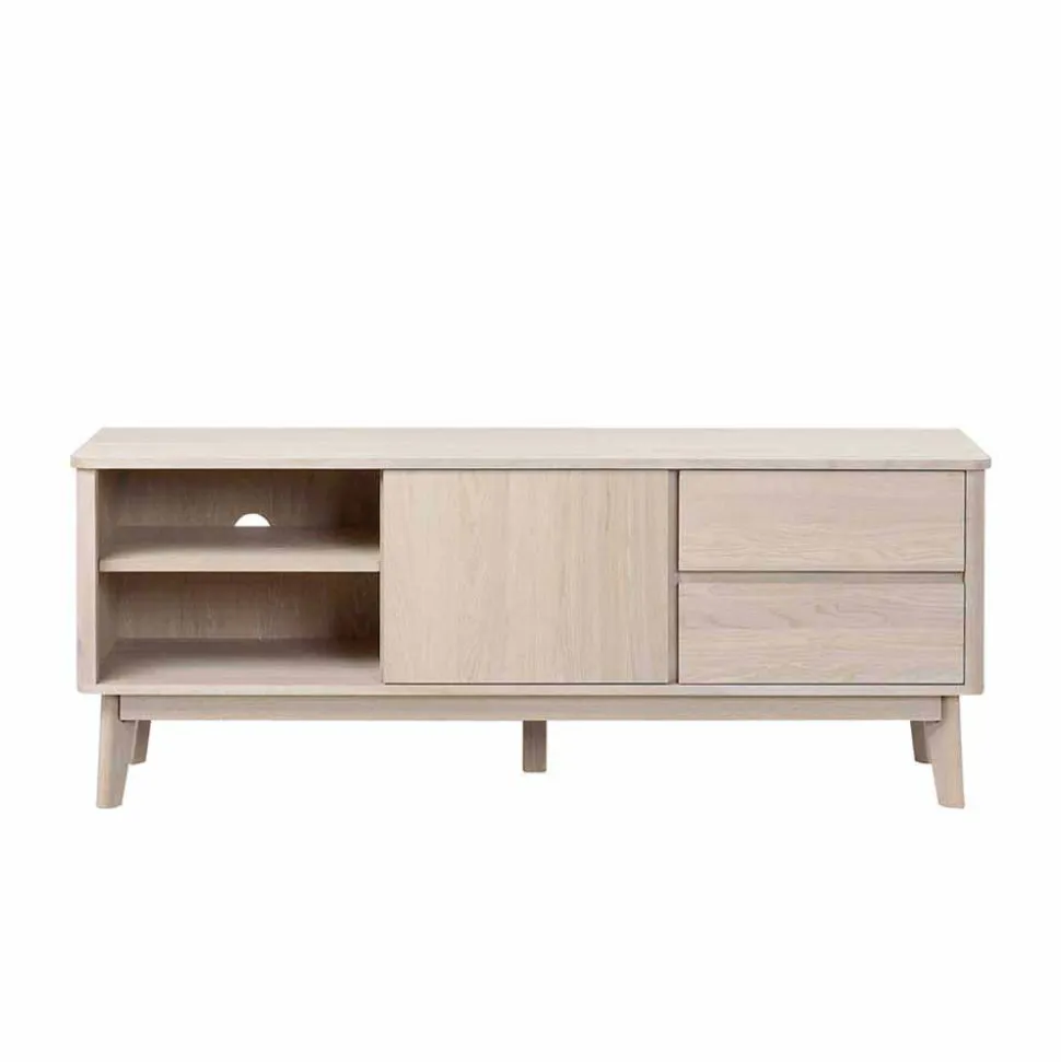 Eiche Massivholz TV Schrank in White Wash - Navassa