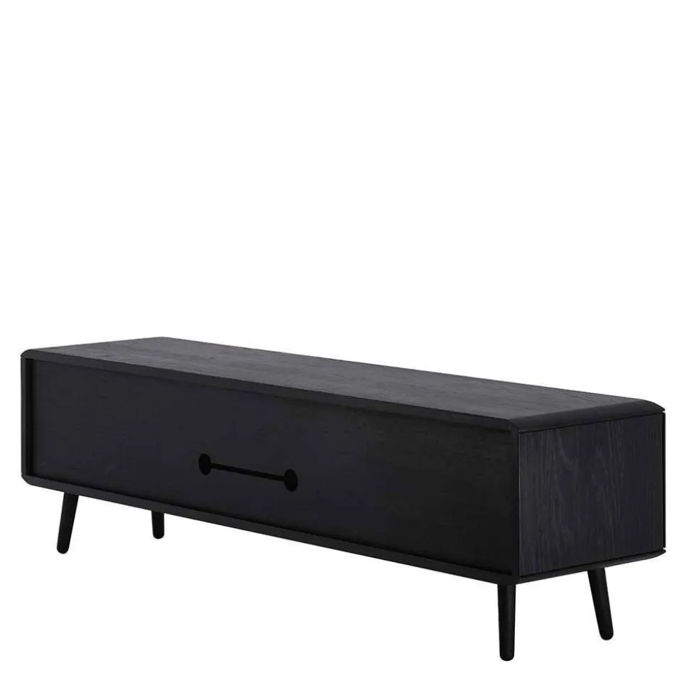 Eiche TV Lowboard in Schwarz geölt - Janeira