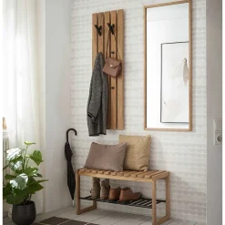 Eichenholz Garderobenpaneel mit Metallhaken - Gangizo