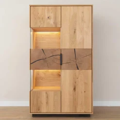 Eichenholz Highboard mit Hirnholz Applikation - Deruta