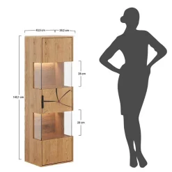 Eichenholz Hängevitrine mit Hirnholz Applikation - Deruta