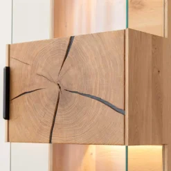 Eichenholz Hängevitrine mit Hirnholz Applikation - Deruta