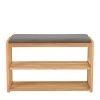 Eichenholz Schuhbank mit zwei Ablagen - Helvana
