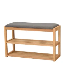 Eichenholz Schuhbank mit zwei Ablagen - Helvana