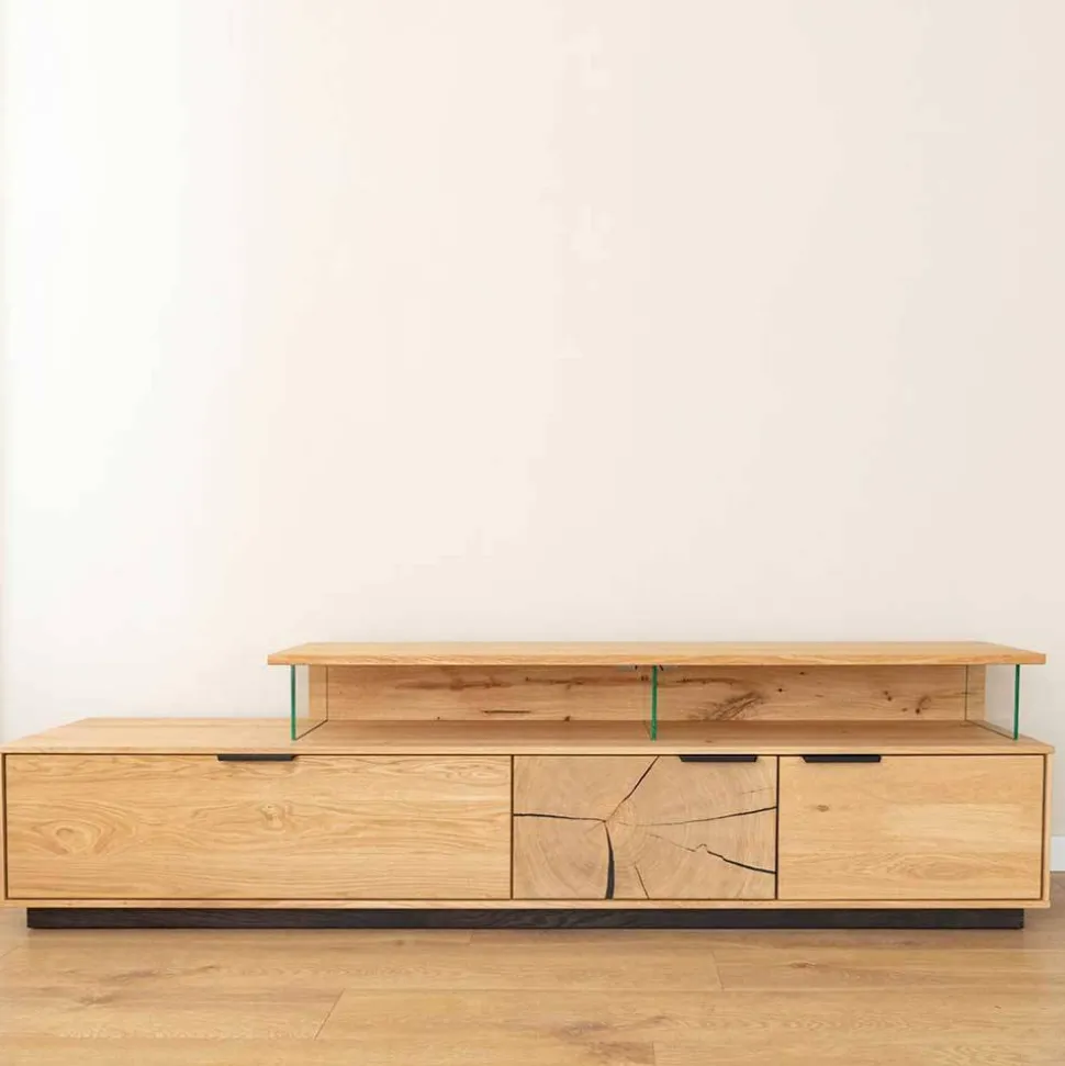 Eichenholz TV Board mit Hirnholz Applikation - Deruta