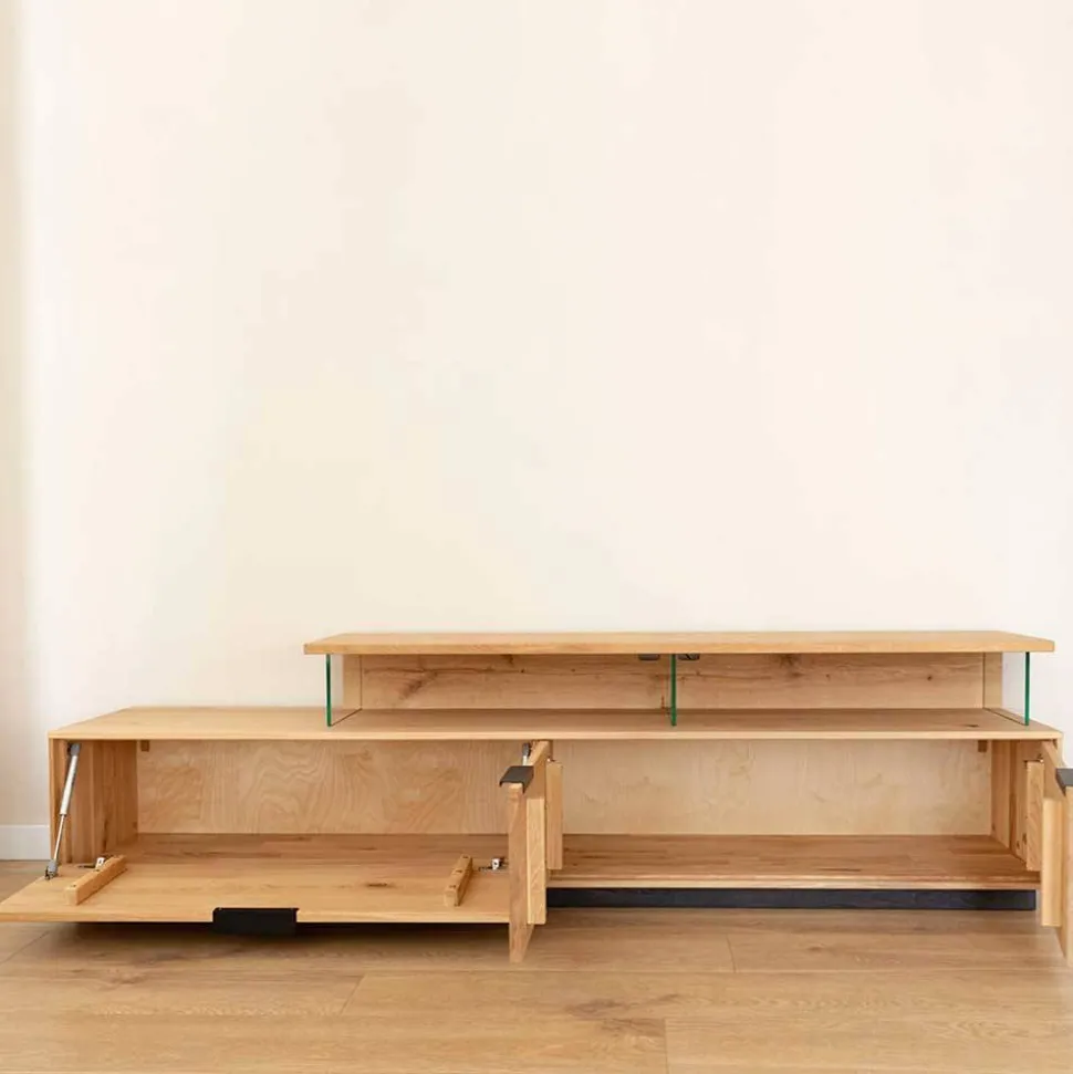 Eichenholz TV Board mit Hirnholz Applikation - Deruta