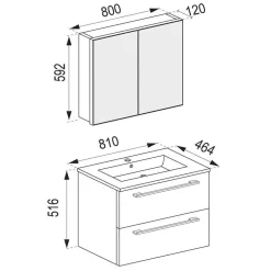 Einrichtung Badezimmer Möbelset - Caleena (vierteilig)
