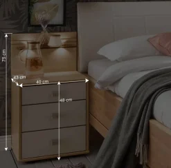 Einzelbett & Nachtkommode als Set - Emdsiva (zweiteilig)