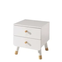 Einzelbett mit Nachtkommode in Weiß - Baranoma (zweiteilig)