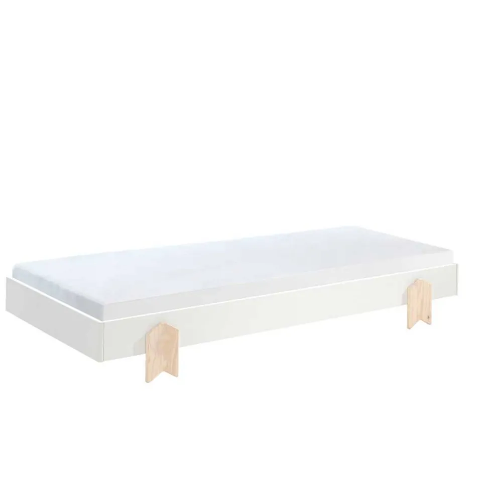 Einzelne Stapelliege in Weiß & Kiefer - Flair