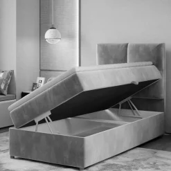 Einzel-Stauraumbett in Altrosa Samt - Tea