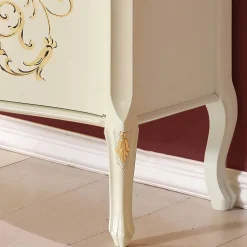 Elegante Barockstil Kommode in Cremeweiß & Gold - Iviada