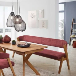 Elegante Esszimmer-Bank in Rot & Wildeiche - Ovenciana