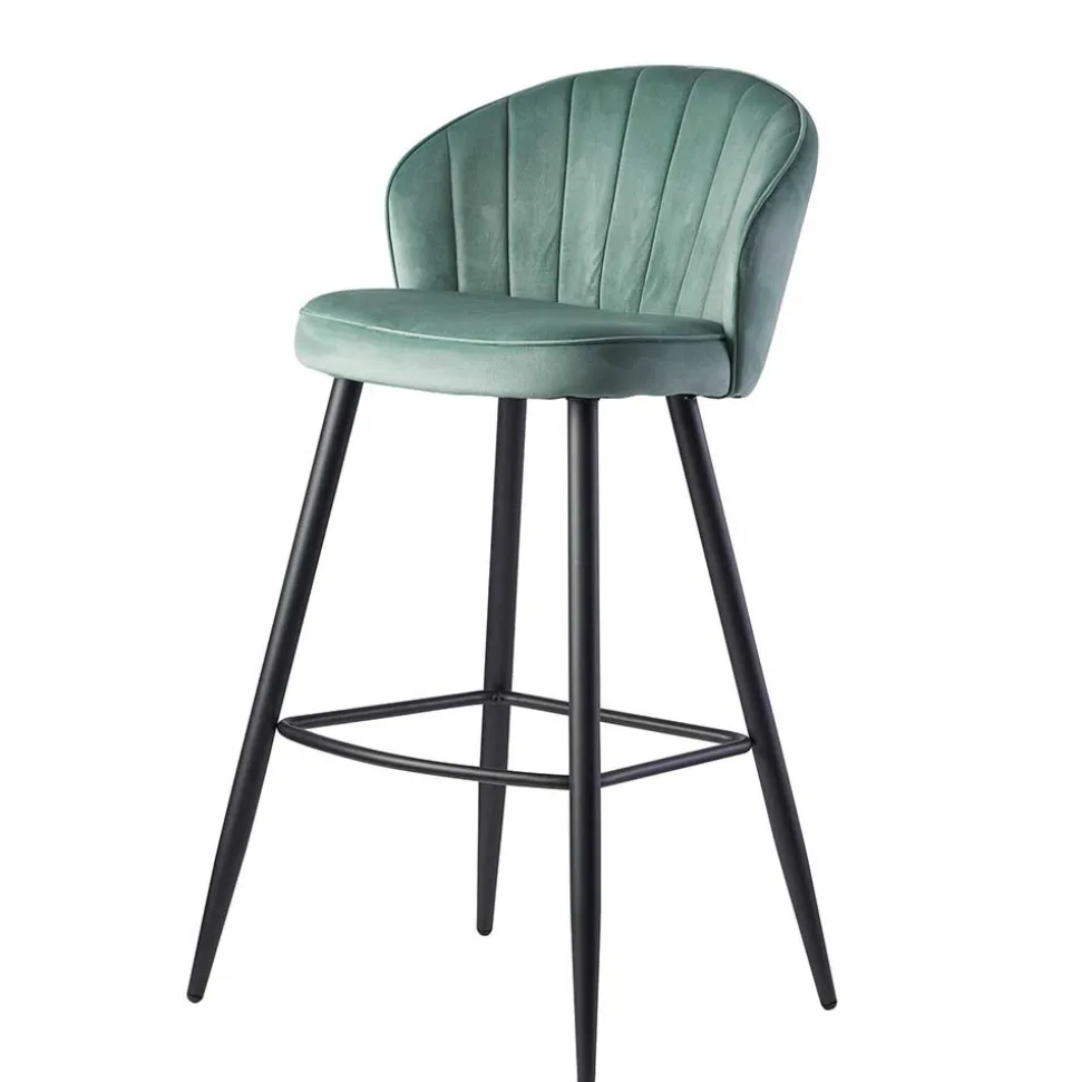 Eleganter Barstuhl in Mintgrün Samt - Bennet