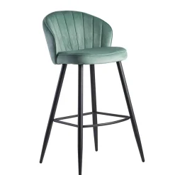 Eleganter Barstuhl in Mintgrün Samt - Bennet