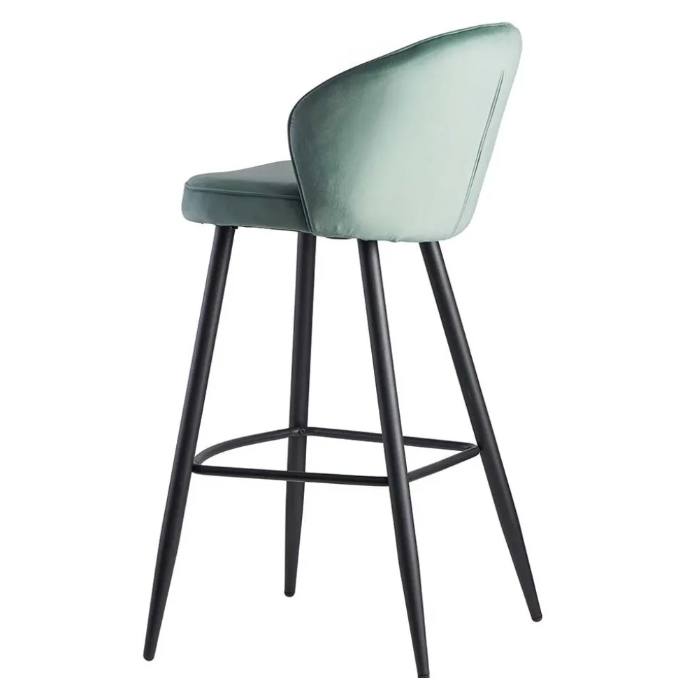 Eleganter Barstuhl in Mintgrün Samt - Bennet