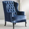 Eleganter Chesterfield Sessel in Blau Samt - Gonnya