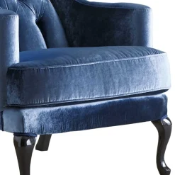 Eleganter Chesterfield Sessel in Blau Samt - Gonnya