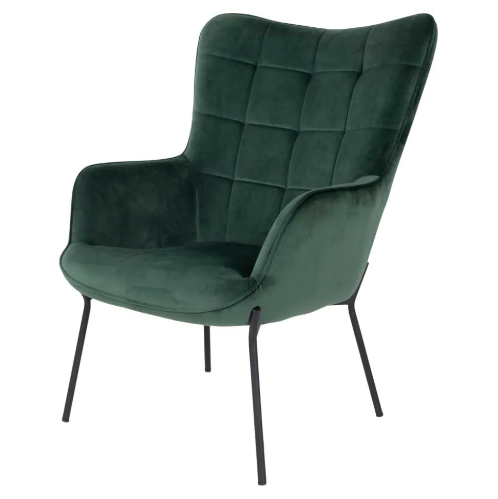 Eleganter Einzelsessel in Dunkelgrün Samt - Volcanu