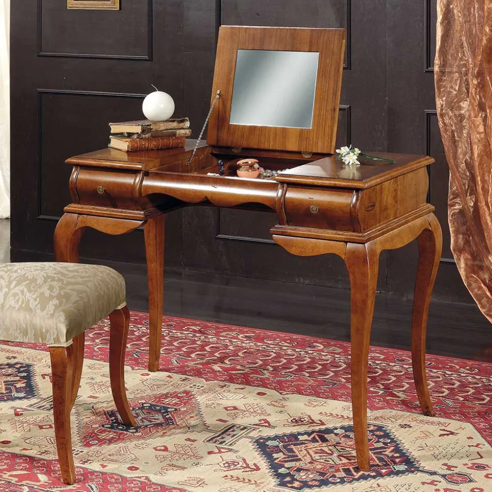 Eleganter Frisiertisch mit Klappspiegel in Nussbaum - Motiz