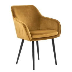 Eleganter Retro Armlehnstuhl mit gelbem Samt - Mariell