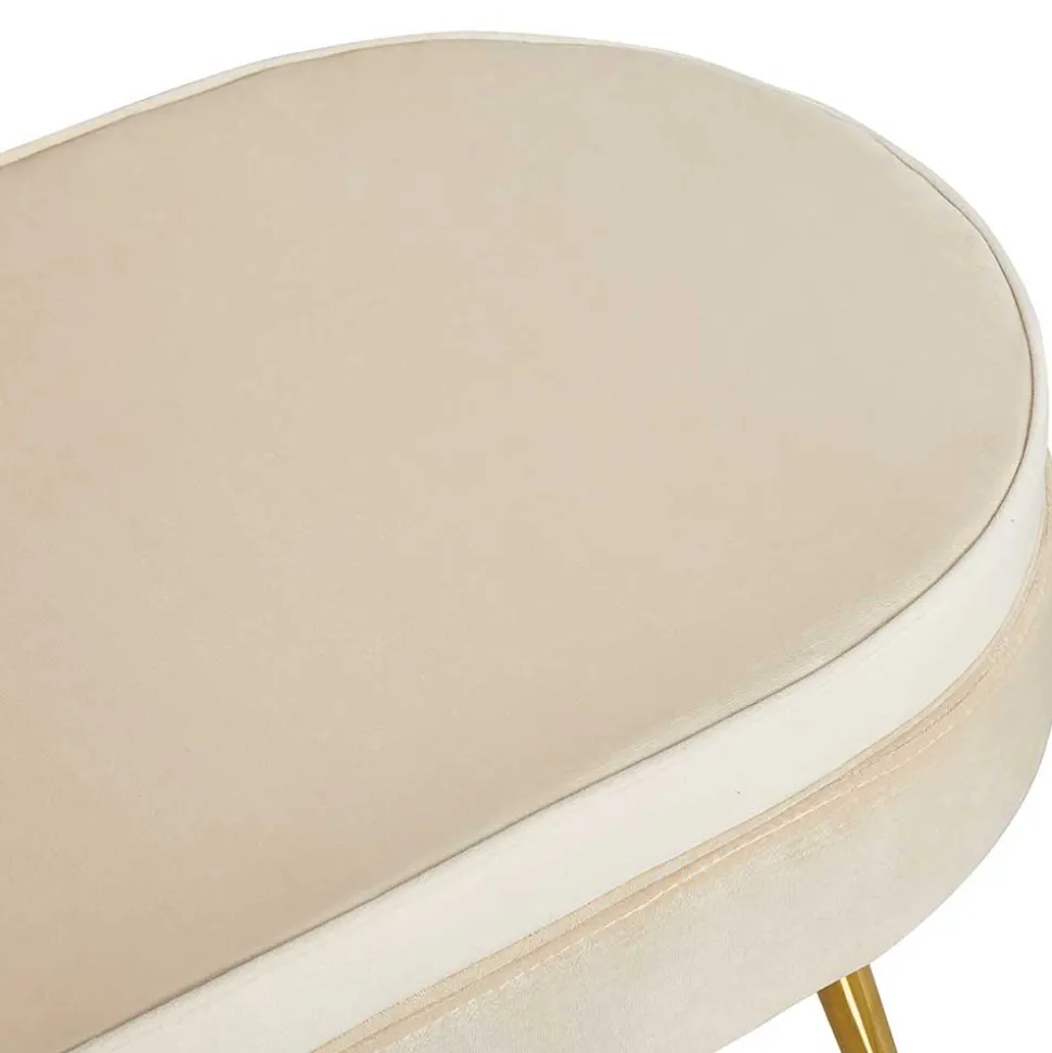 Eleganter Retro Style Hocker in Beige & Gold - Lugano