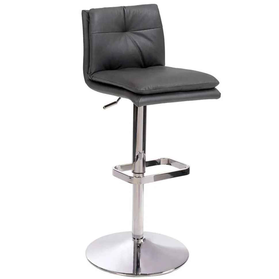 Eleganter Tresenstuhl in Dunkelgrau & Chrom - Fregato