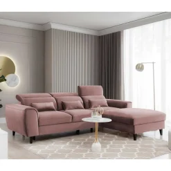 Elegantes Ecksofa in Rosenholz Velours - Malvarion