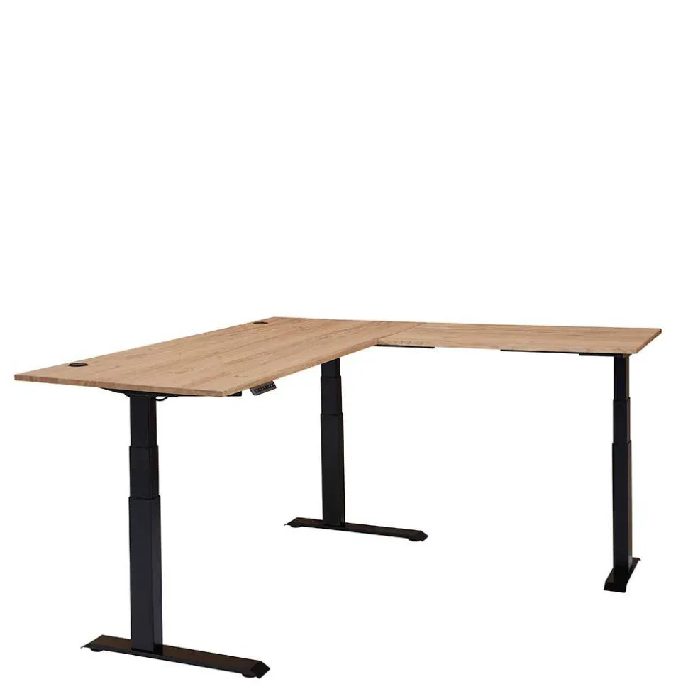 Elektrisch höhenverstellbarer Winkelschreibtisch modern - Emly