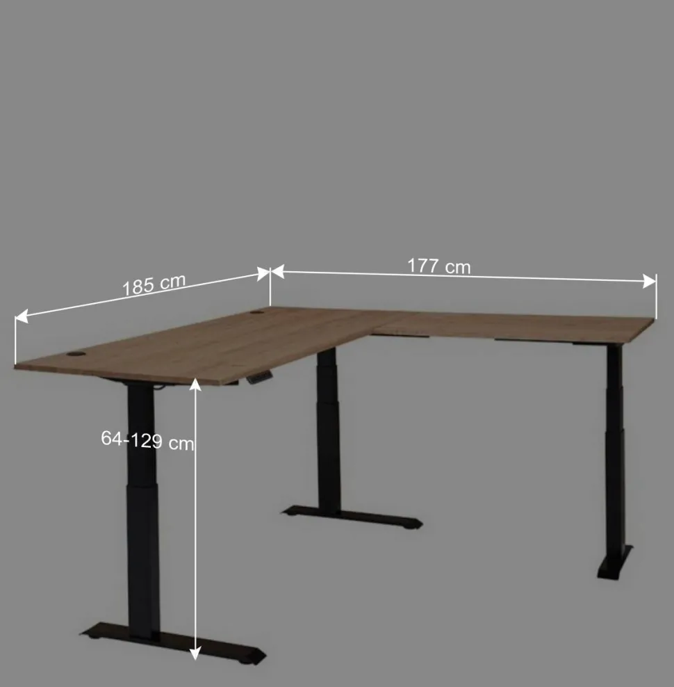 Elektrisch höhenverstellbarer Winkelschreibtisch modern - Emly