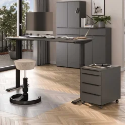 Elektrisch verstellbarer Bürotisch & Rollcontainer - Tila (zweiteilig)