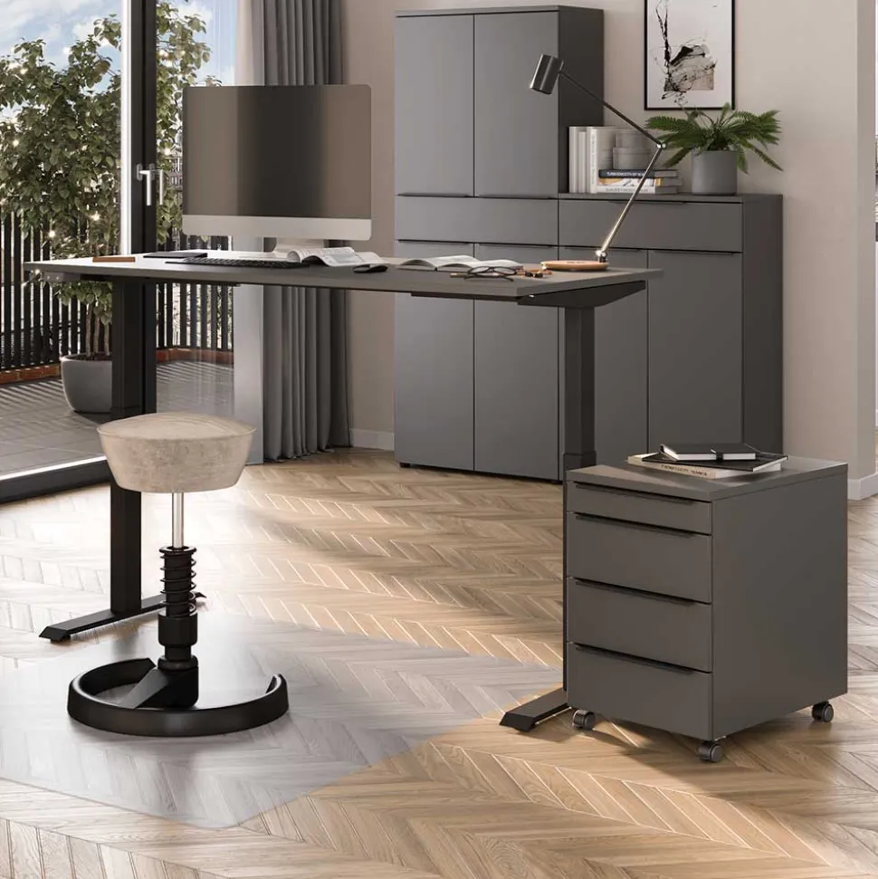 Elektrisch verstellbarer Bürotisch & Rollcontainer - Tila (zweiteilig)