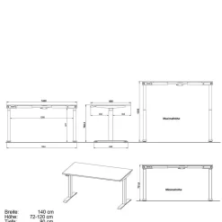 Elektrisch verstellbarer Bürotisch & Rollcontainer - Tila (zweiteilig)