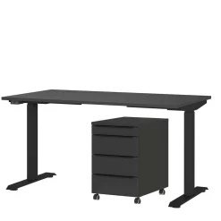 Elektrisch verstellbarer Bürotisch & Rollcontainer - Tila (zweiteilig)