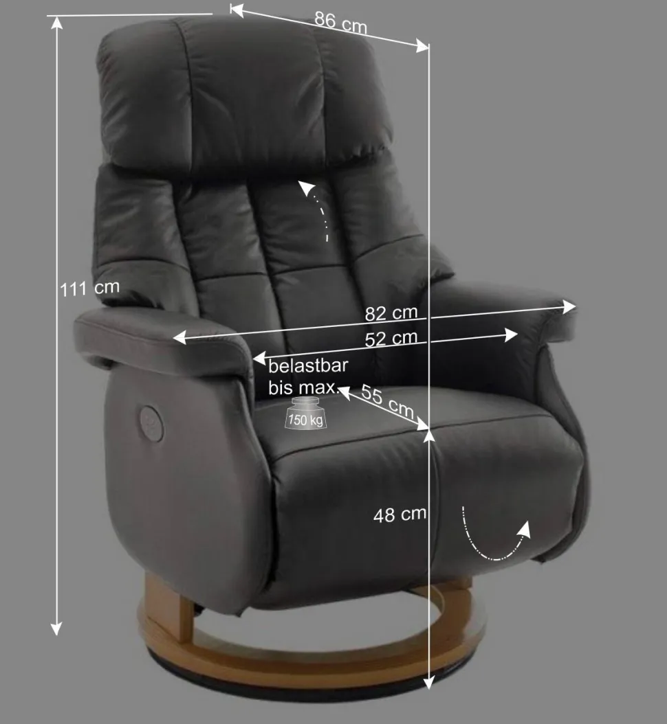 Elektrisch verstellbarer Sessel Jersy in Grau