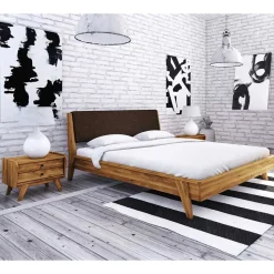 220er Designbett aus Wildeiche & Nachtkommoden - Hardus