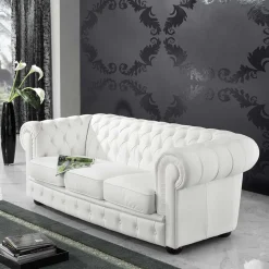 3er Ledersofa im Chesterfield Look - Dossera