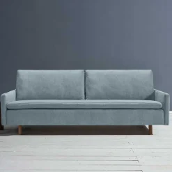 3er Schlafcouch in Hellblau mit Eiche - Eterna