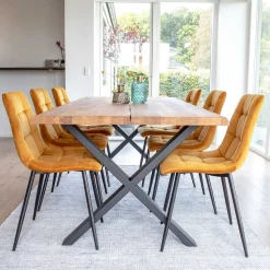 Essgruppe mit gelben Stühlen - Valco (siebenteilig)