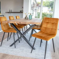 Essgruppe mit gelben Stühlen - Valco (siebenteilig)